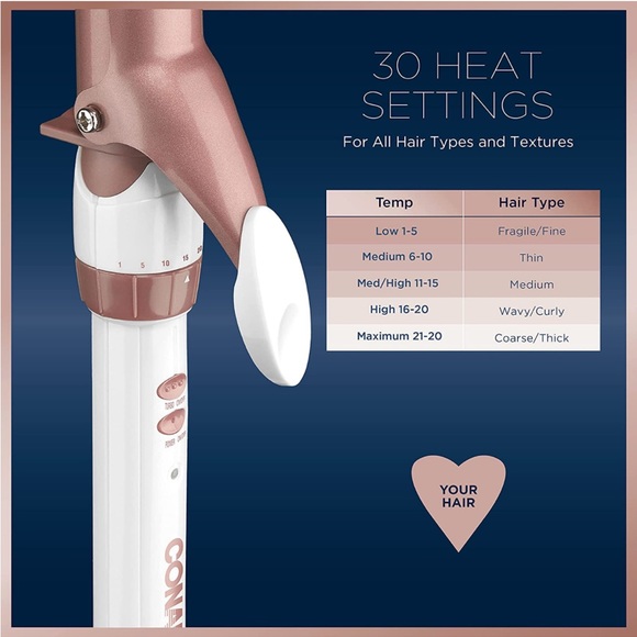 (EUC) Conair Double Ceramic Curling Iron - Rose Gold 1.25 | 1 1/4” - Picture 3 of 6